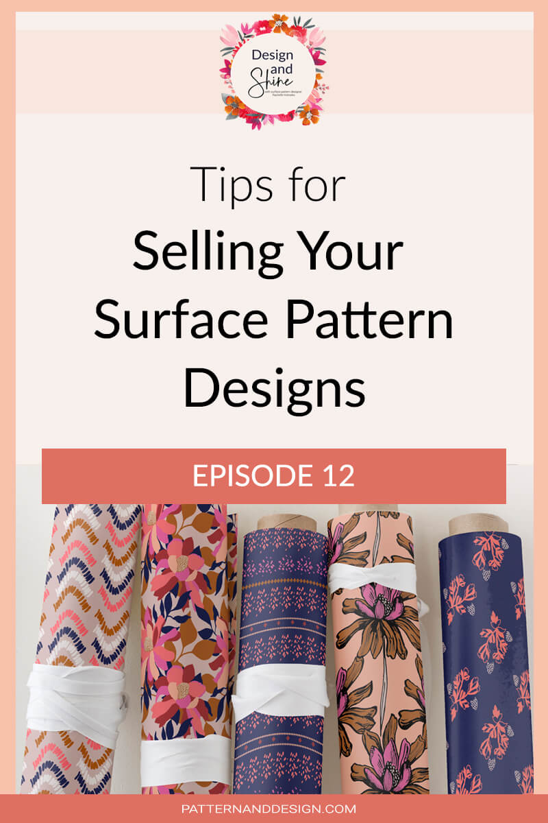 Tips for selling your designs title plus image of rolls of fabric