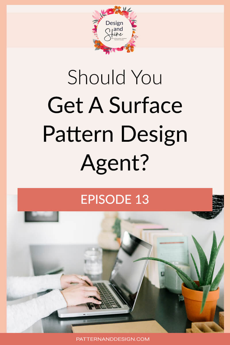 Should you get a surface pattern design agent title + image with typing on laptop