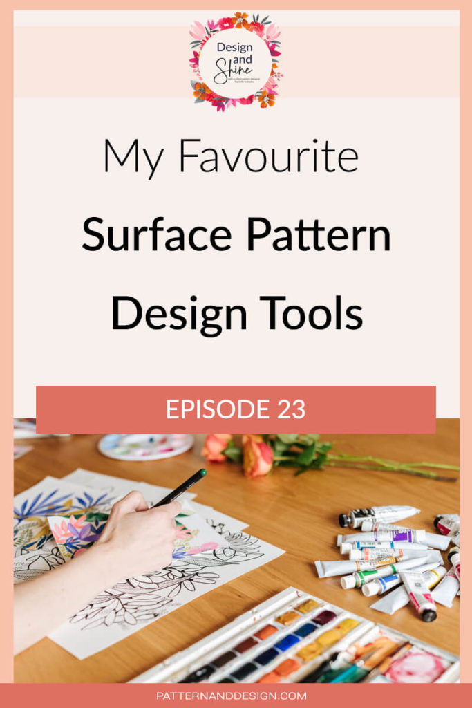 Design and Shine podcast episode. My favourite pattern design tools. Picture of painting with watercolour brush pens
